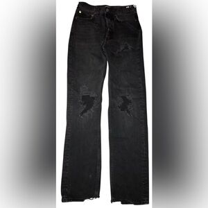 BDG‎ Urban Outfitters Black distressed relaxed straight leg jeans sz 24
